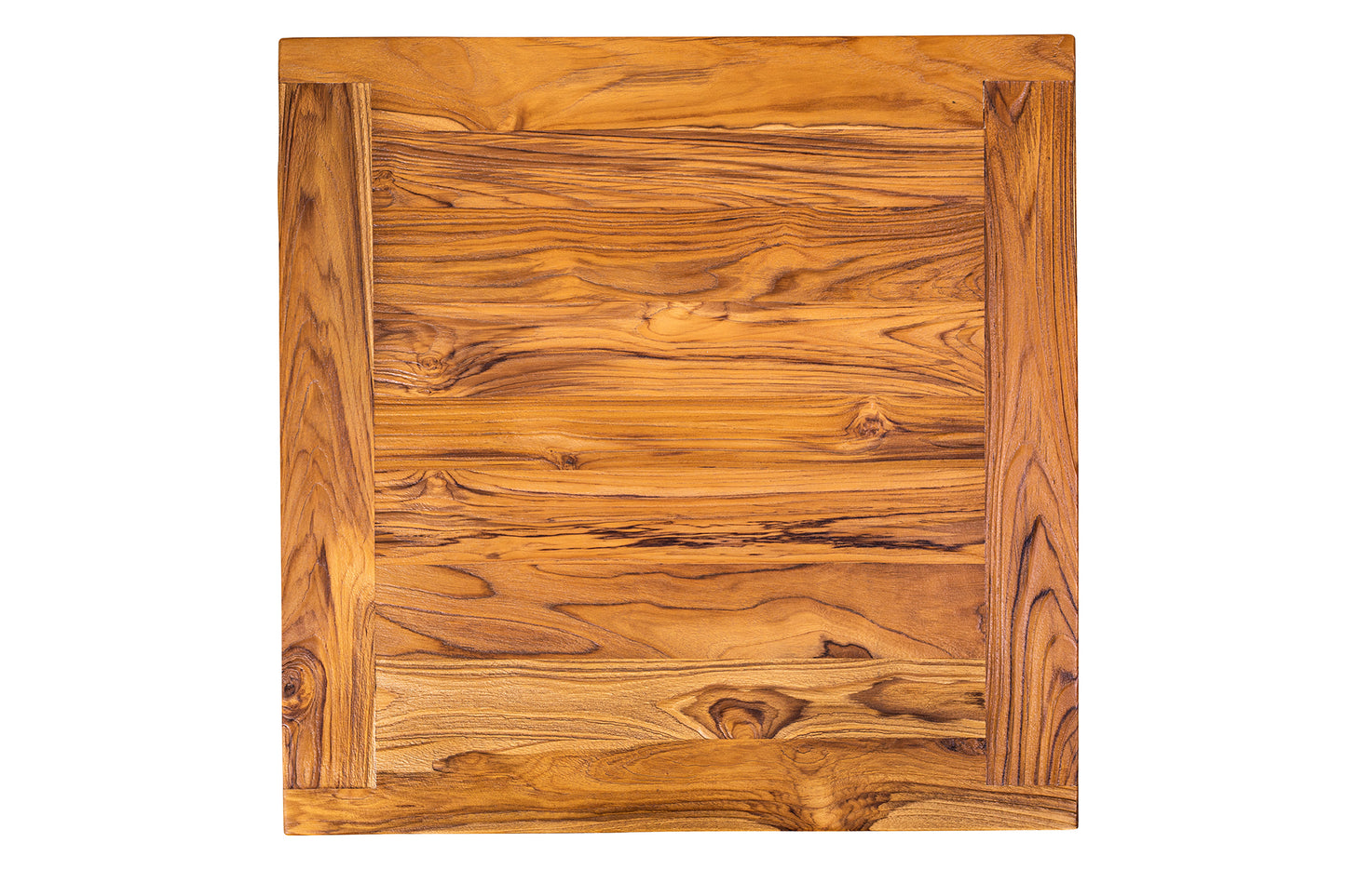 30x30" Teak Mission Edge Side Table, Brushed-Texture Natural Finish