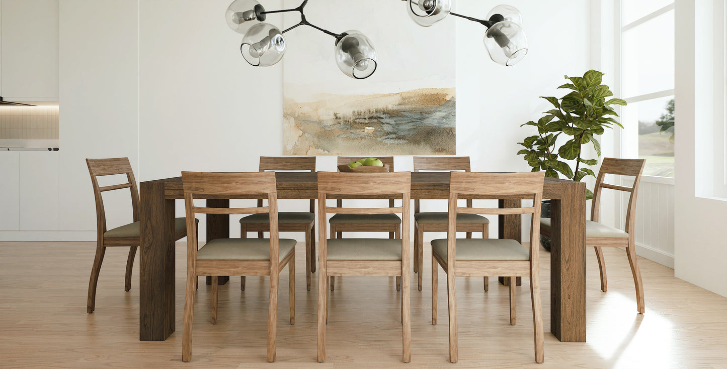 84x40" Oak La Jolla Dining Table, Brushed-textured Cocoa finish