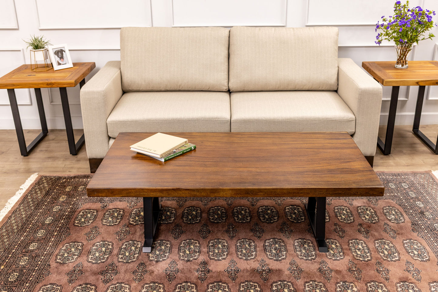 55x30" Acacia Mission Edge Coffee Table, Smooth-Texture Milk Chocolate Finish