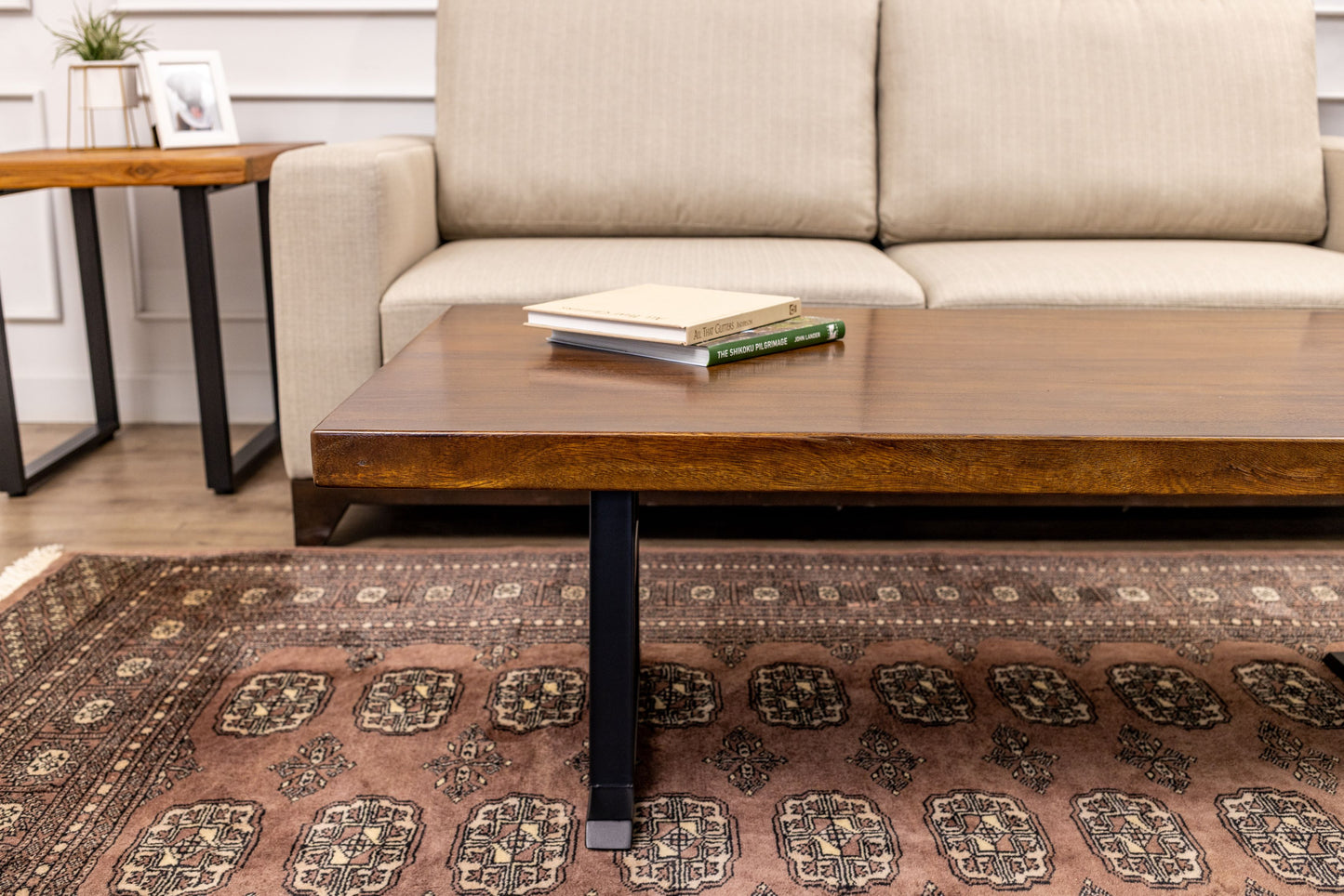 55x30" Acacia Mission Edge Coffee Table, Smooth-Texture Milk Chocolate Finish