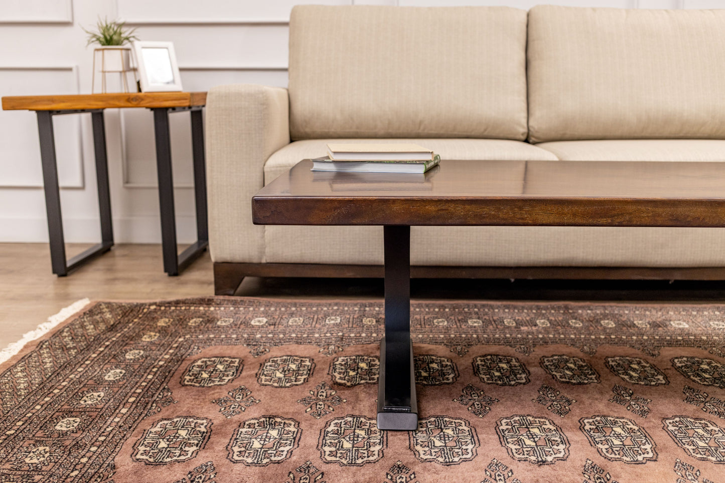 55x30" Acacia Mission Edge Coffee Table, Smooth-Texture Dark Chocolate Finish