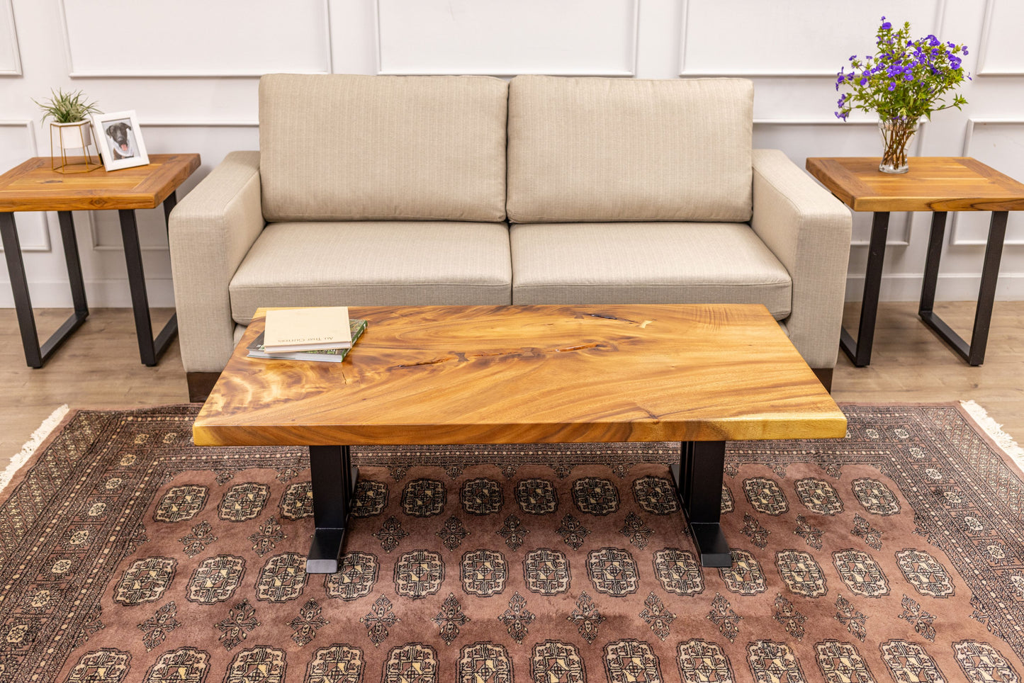 55x30" Acacia Mission Edge Coffee Table, Smooth-Texture Natural Finish