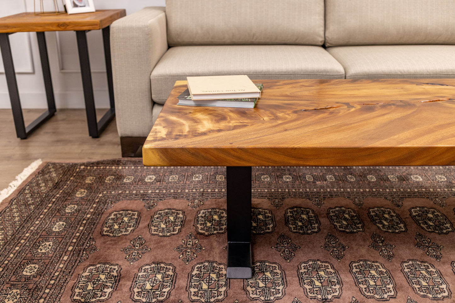 55x30" Acacia Mission Edge Coffee Table, Smooth-Texture Natural Finish