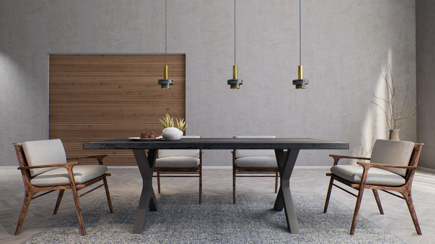 Solid Oak Table Top 84x40" Brushed Texture, Anthracite Finish