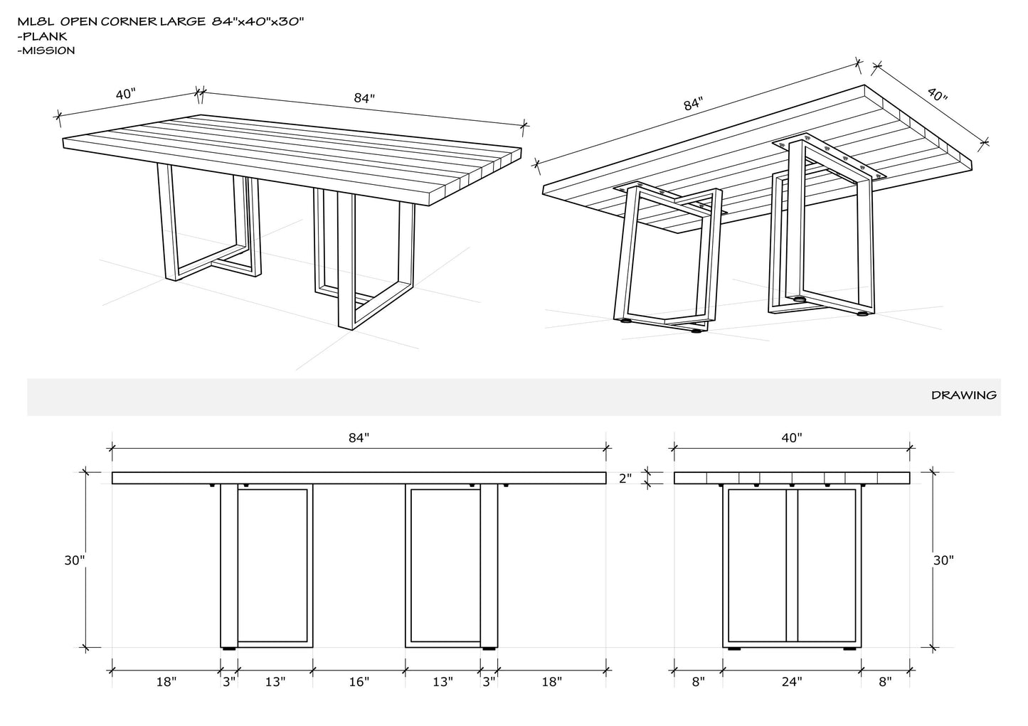 Teak Dining Table 84x40" Brushed-textured, Sun-Bleach Finish