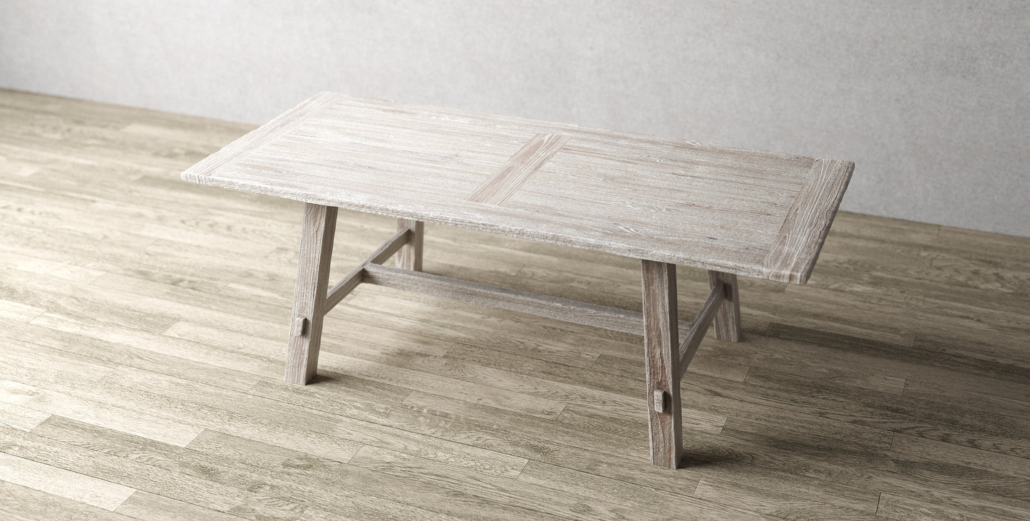 72x38" Decorah Teak Dining Table, Brushed-Texture Sun Bleached Finish