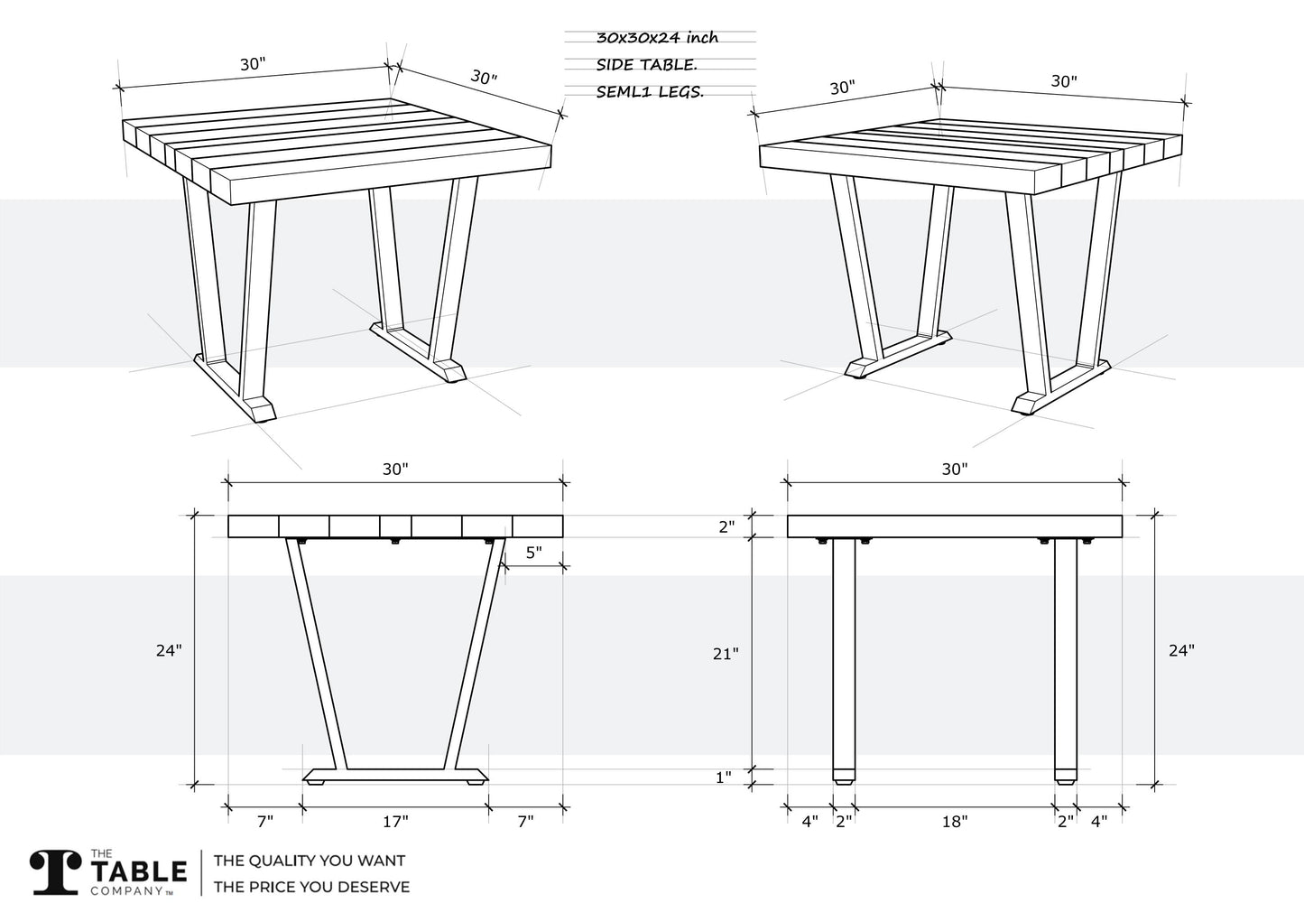 30x30" Teak Live Edge Side Table, Brushed-Texture Sun Bleached Finish