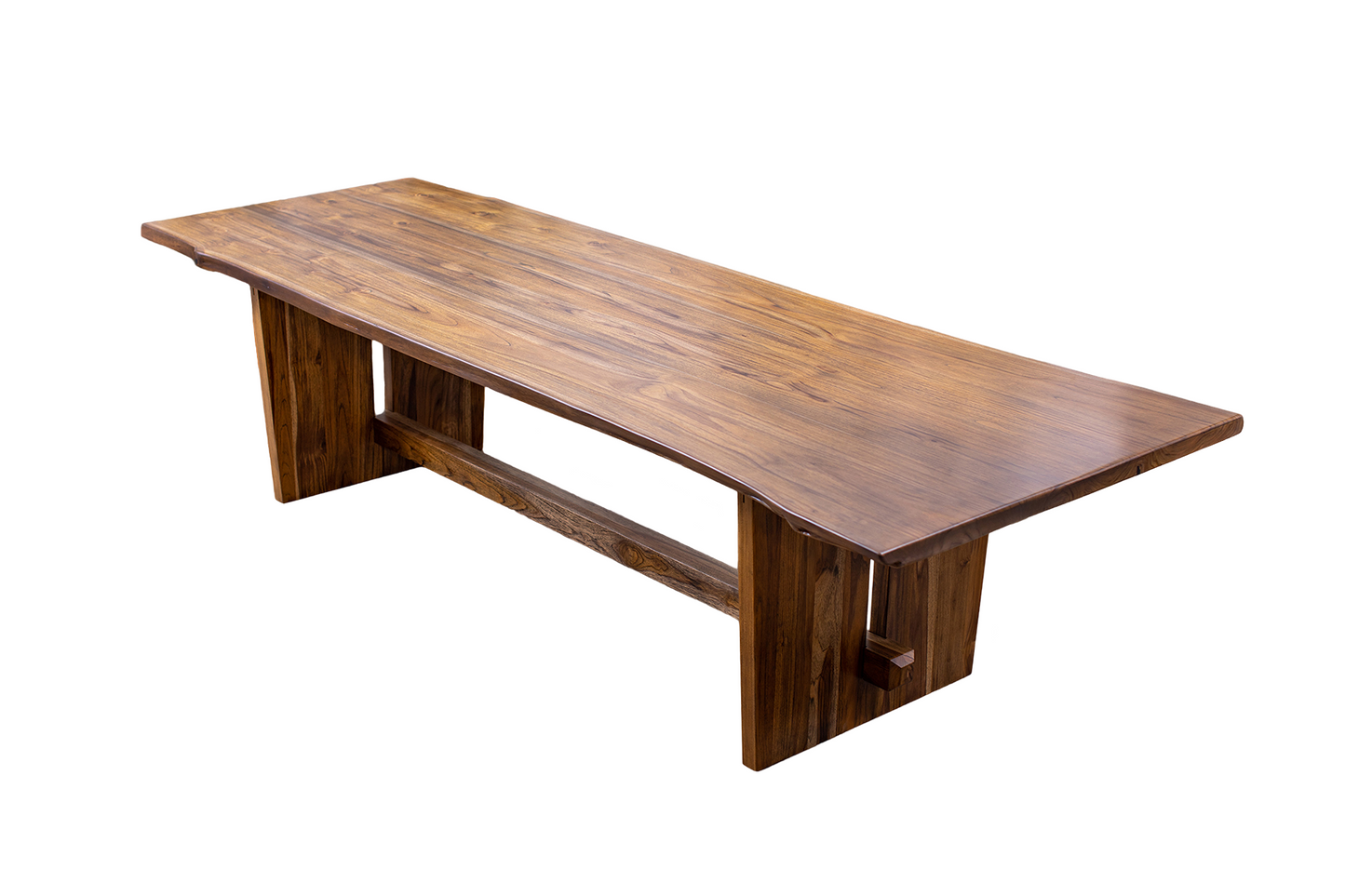 121x46" Teak Book-Matched Live Edge Dining Table, Smooth Finish