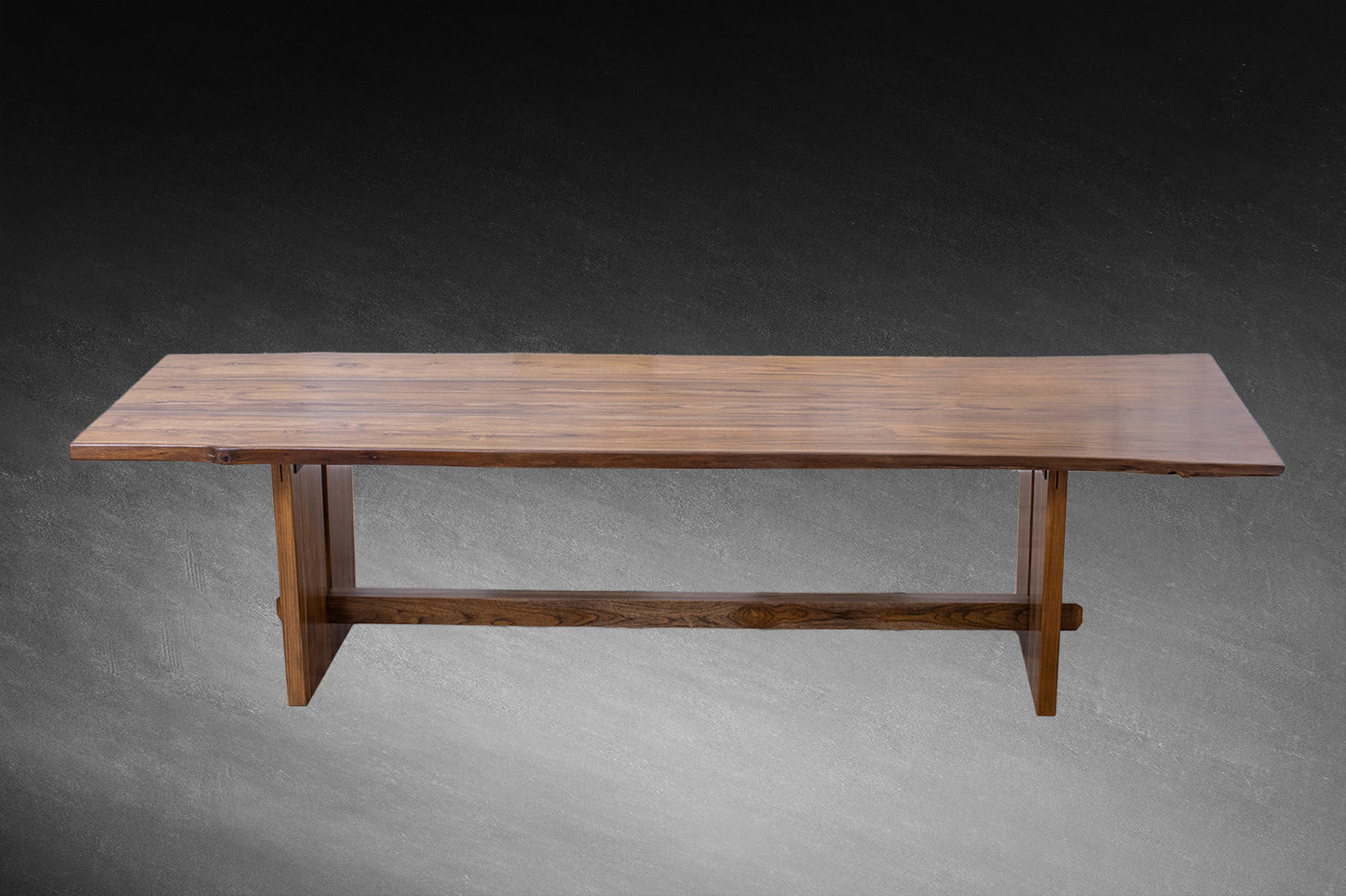 121x46" Teak Book-Matched Live Edge Dining Table, Smooth Finish