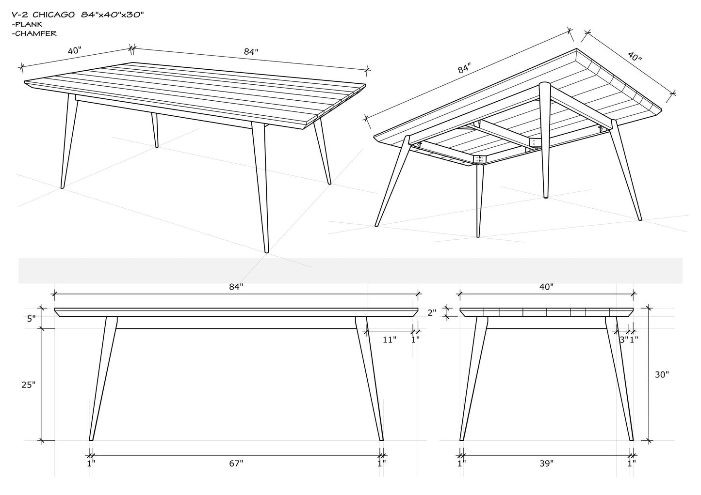 84x40" Chicago Teak Dining Table, Brushed-Texture Cocoa Finish