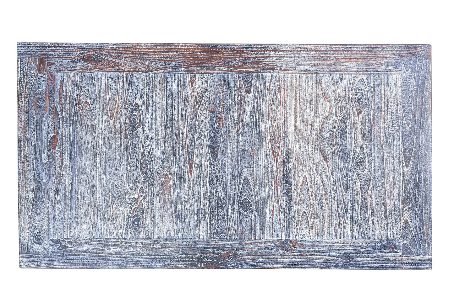 55x30" Teak Mission Edge Coffee Table, Brushed-Texture Weathered Finish