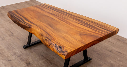 55x30" Acacia Live Edge Coffee Table, Smooth-Texture Natural Finish