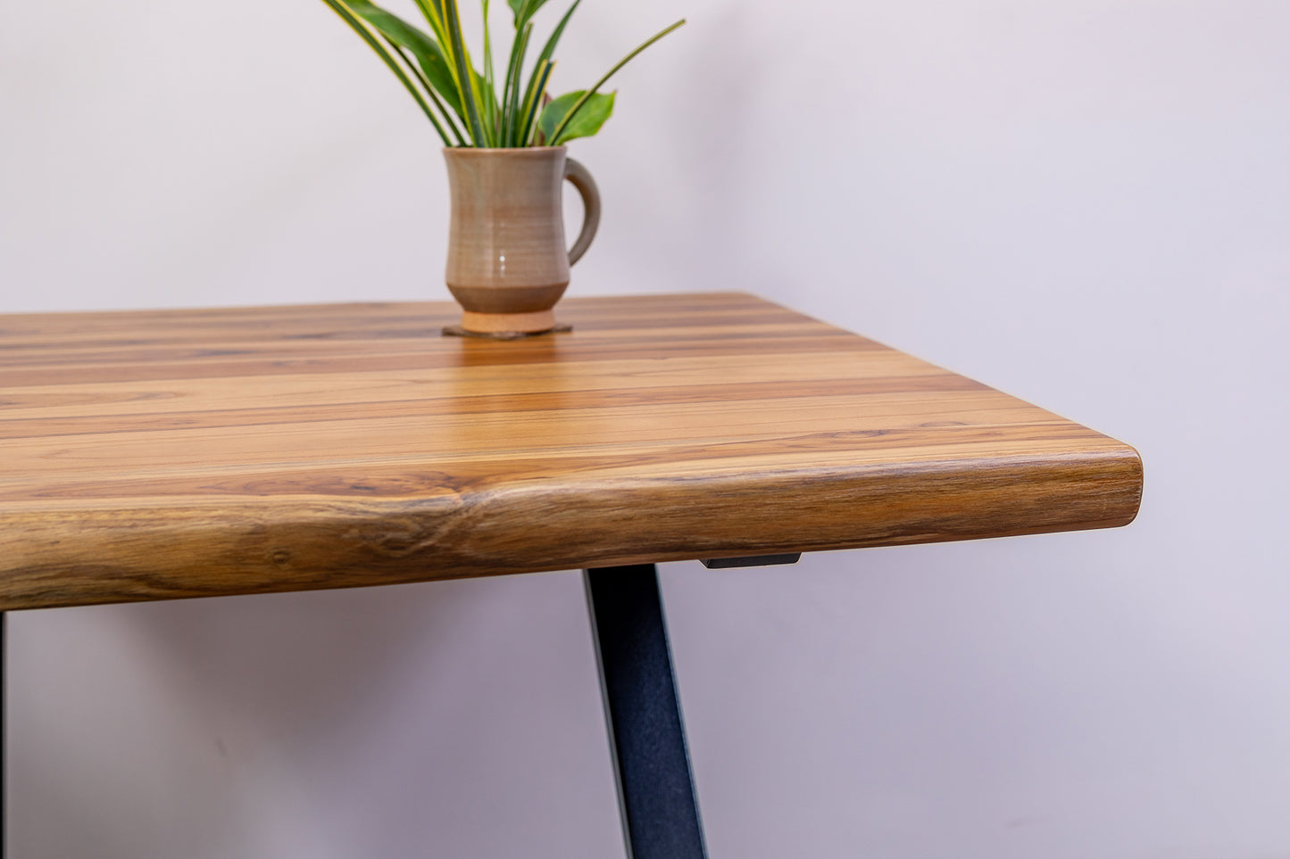 30x30" Teak Live Edge Side Table, Brushed-Texture Natural Finish