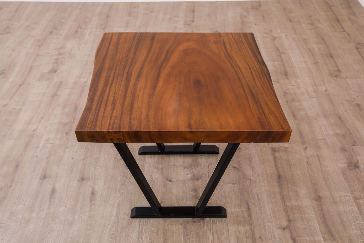 30x30" Acacia Live Edge Side Table, Smooth-Texture Milk Chocolate Finish