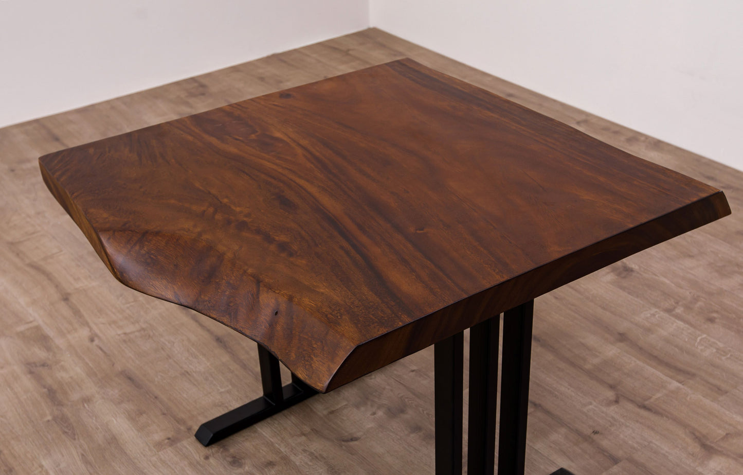30x30" Acacia Live Edge Side Table, Smooth-Texture Milk Chocolate Finish