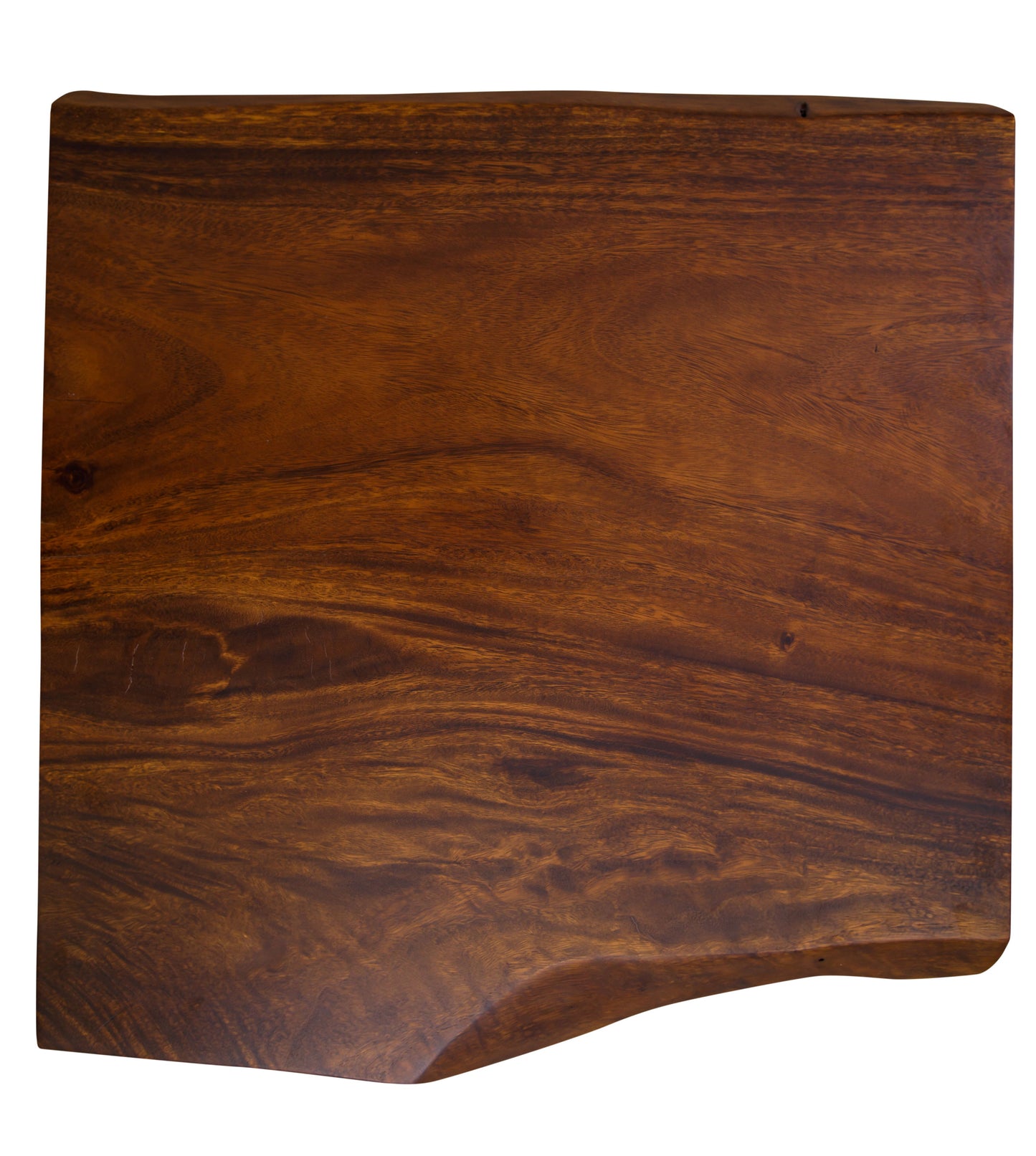 30x30" Acacia Live Edge Side Table, Smooth-Texture Milk Chocolate Finish