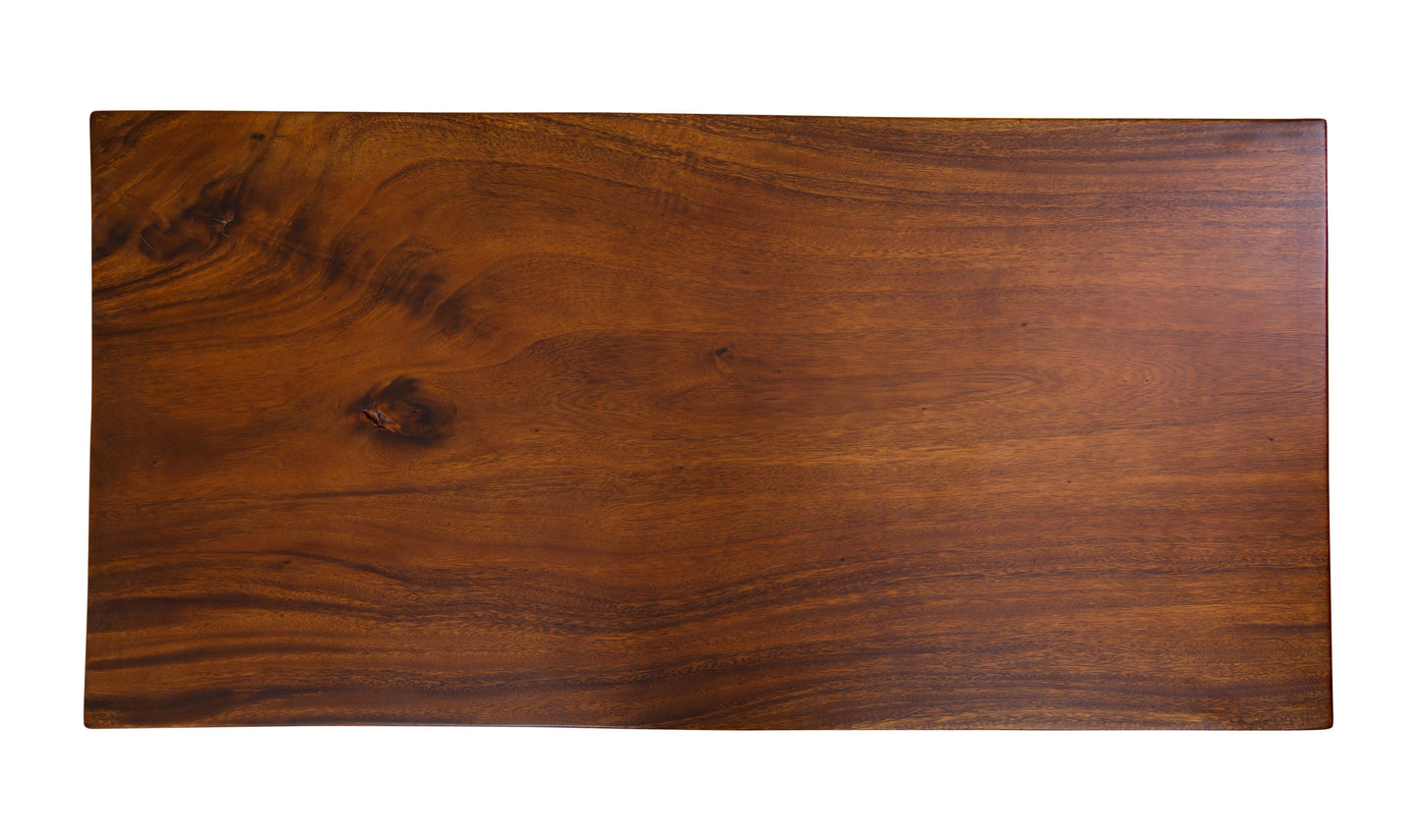 48x30" Acacia Mission Edge Coffee Table, Smooth-Texture Milk Chocolate Finish