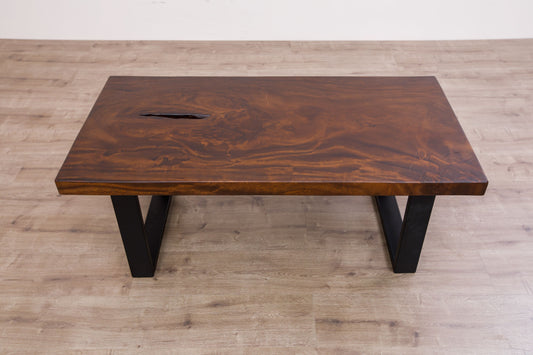 48x30" Acacia Mission Edge Coffee Table, Smooth-Texture Dark Chocolate Finish