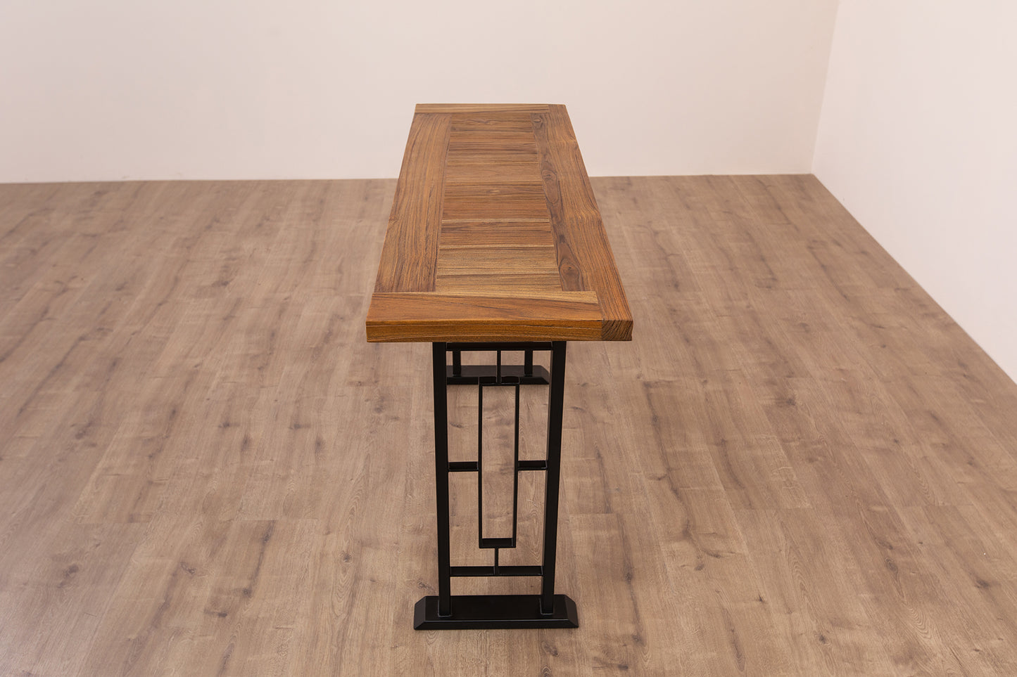65x18" Teak Mission Edge Console Table, Smooth-Texture Autumn Finish