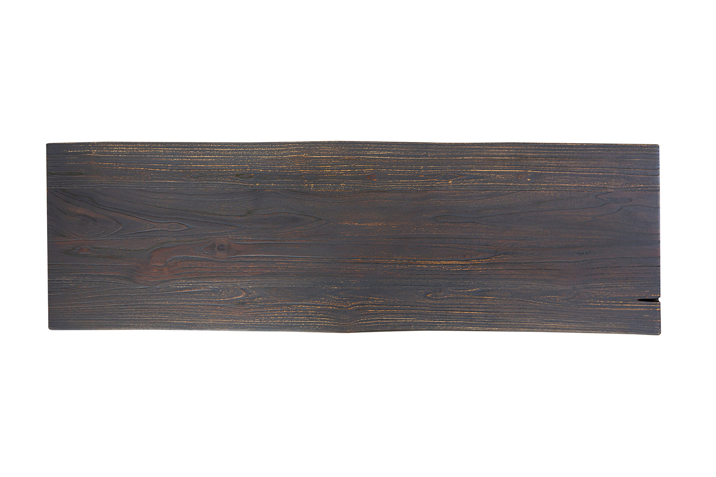 52x12" Teak Live Edge Console Table, Brushed-Texture Anthracite Grey Finish
