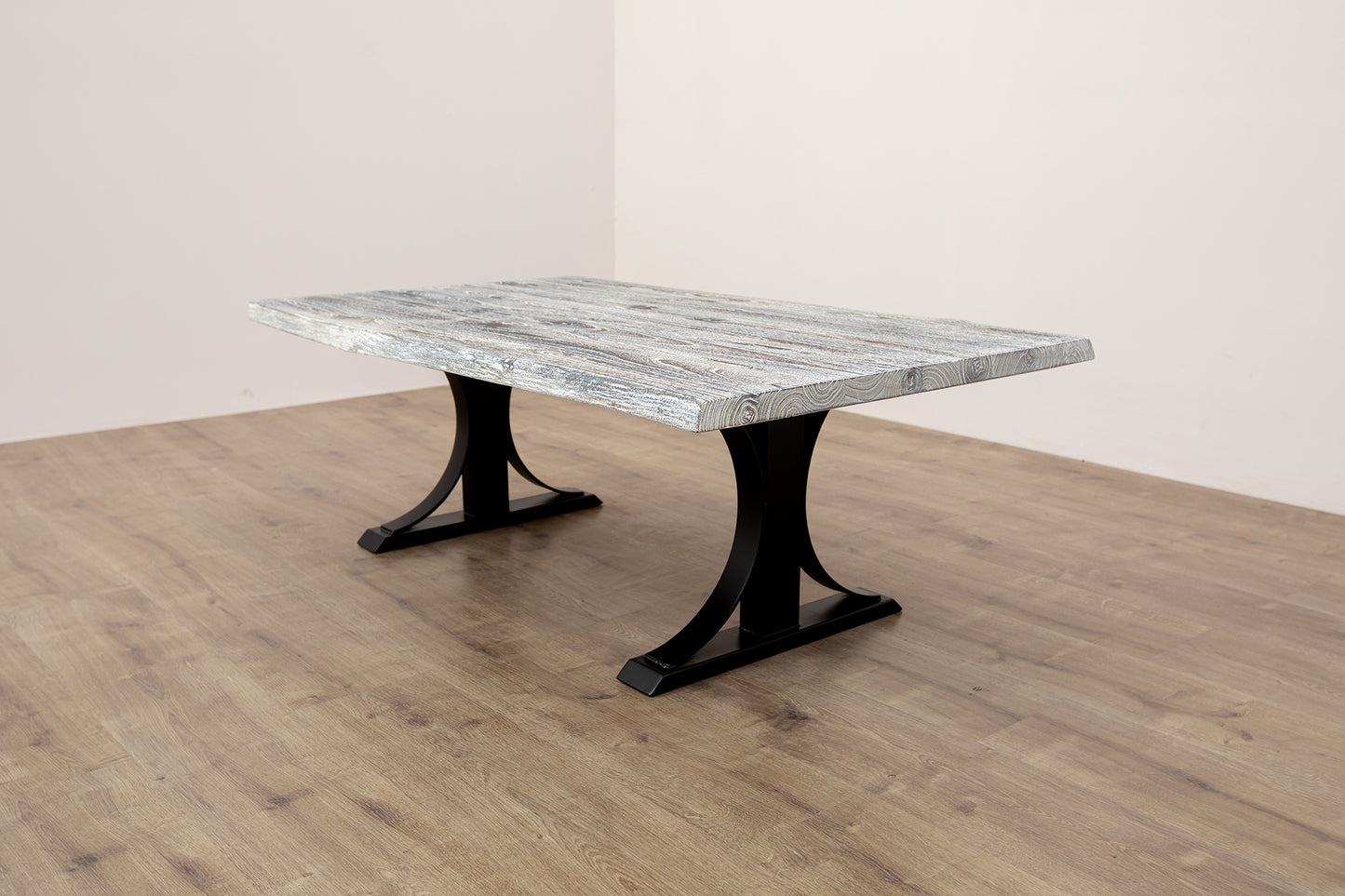 55x30" Teak Live Edge Coffee Table, Brushed-Texture Weathered Finish