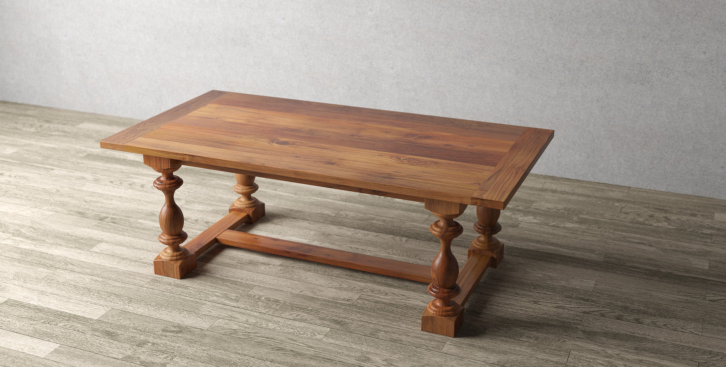 84x40" Teak Stowe Dining Table, Smooth Autumn Finish