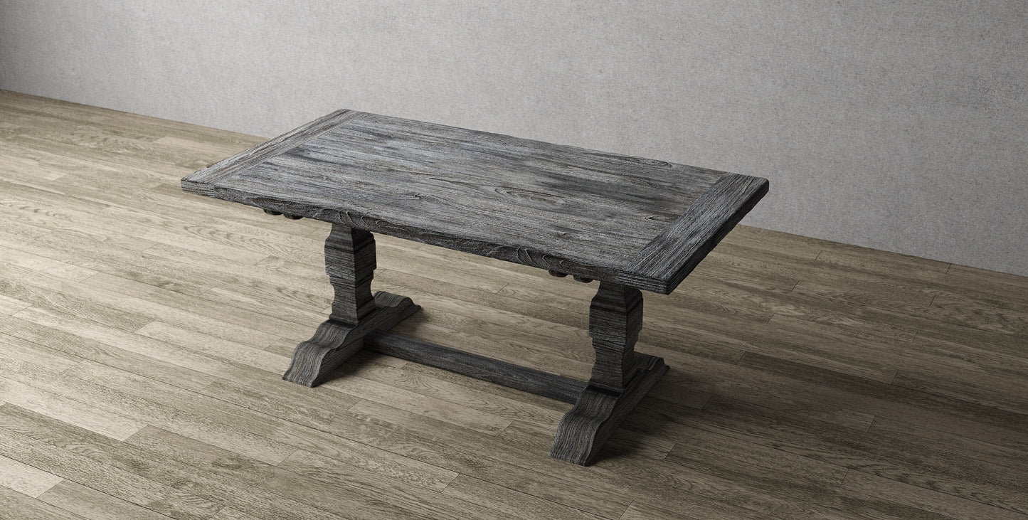 96x40" Simeon Teak Dining Table, Brushed-Textured Weatherd Finish