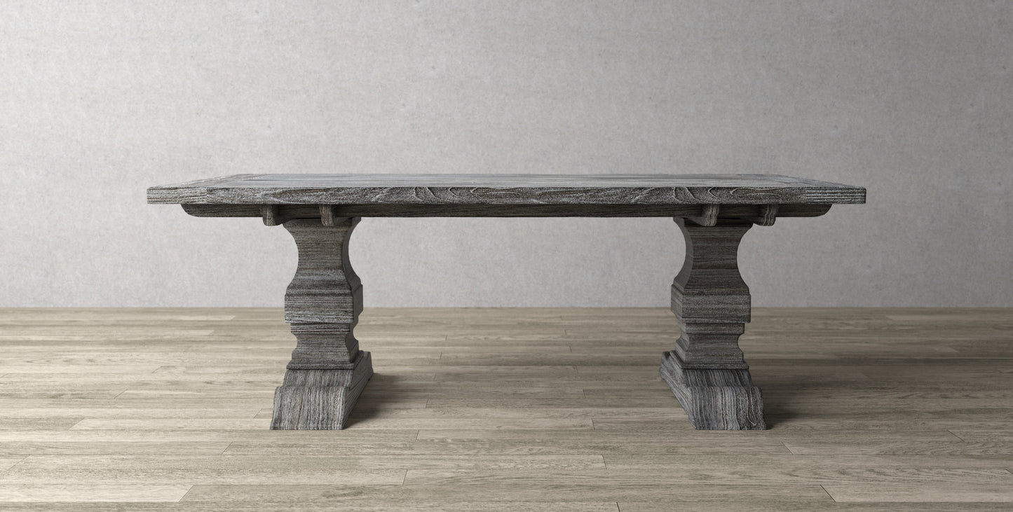 96x40" Simeon Teak Dining Table, Brushed-Textured Weatherd Finish