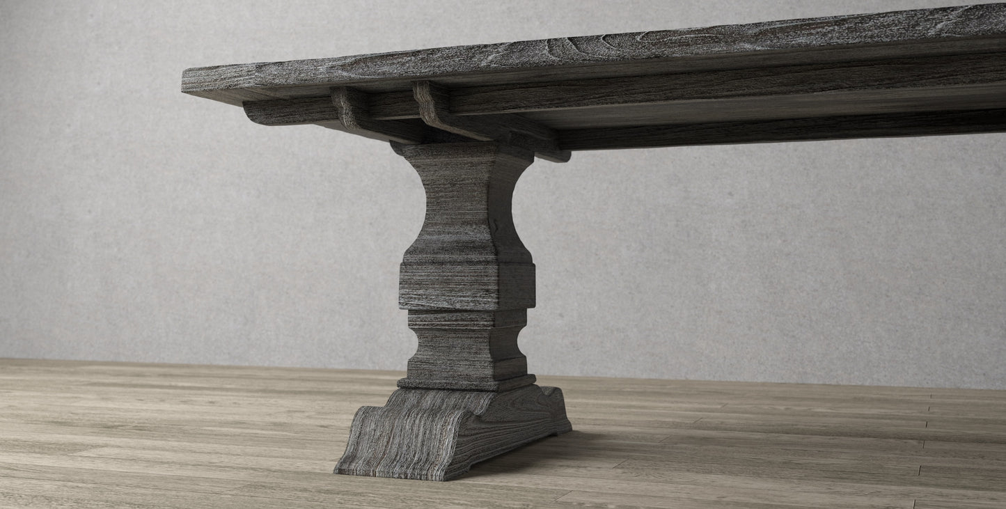 96x40" Simeon Teak Dining Table, Brushed-Textured Weatherd Finish