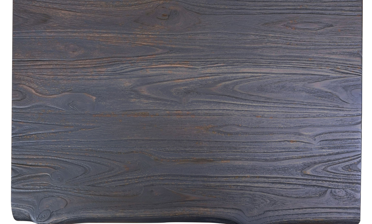 48x30" Teak Live Edge Coffee Table, Brushed-Texture Anthracite Grey Finish