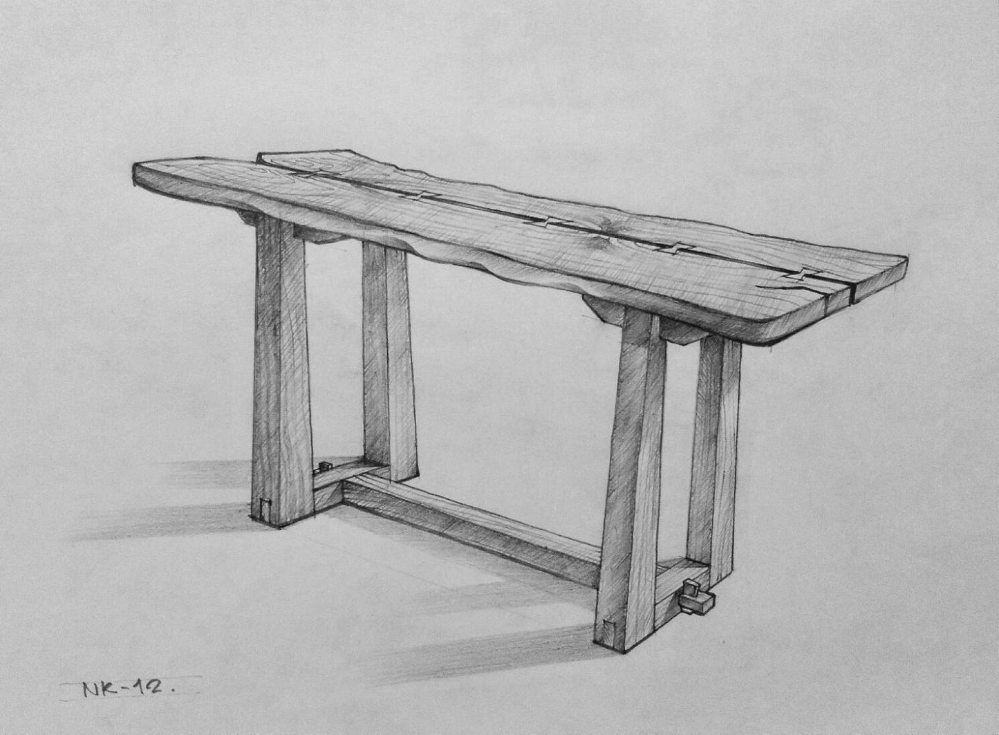 Acacia 70x25" Nakashima Inspired Live Edge Console, Smooth-Texture Milk Choc Finish